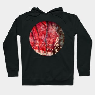 Piano Keyboard with rose and notes Hoodie